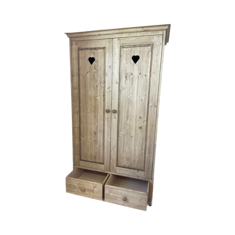 Armoire 2 Portes 2 Tiroirs Sapin Massif France V