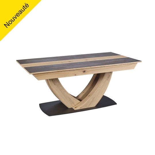 Table Minérale Girardeau 190 cm chêne et céramique allonge centrale