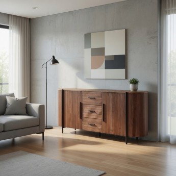 Buffet 2 portes 3 tiroirs teck