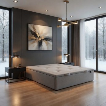 Lit coffre tissu haut de...