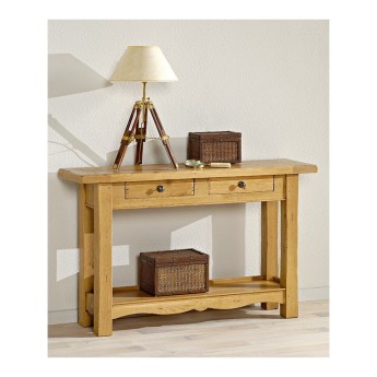Console 2 tiroirs chêne massif