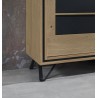 Meuble TV chêne et métal perforé 1 porte 1 niche Meuble TV chêne et métal perforé 1 porte 1 niche