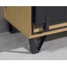 Enfilade porte coulissante et tiroir chêne et métal perforé Enfilade porte coulissante et tiroir chêne et métal perforé