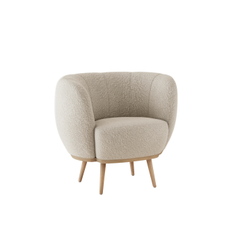 Fauteuil bouclette pieds frêne