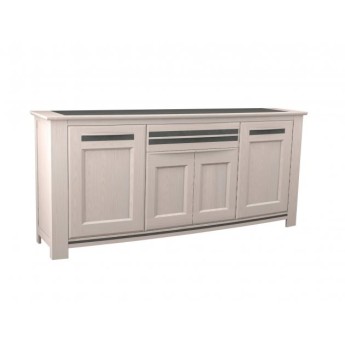 Enfilade 4 portes façade en courbe chêne et incrustation céramique