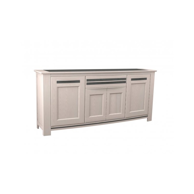 Enfilade 4 portes façade en courbe chêne et incrustation céramique