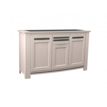 Enfilade 3 portes façade en courbe chêne et incrustation céramique