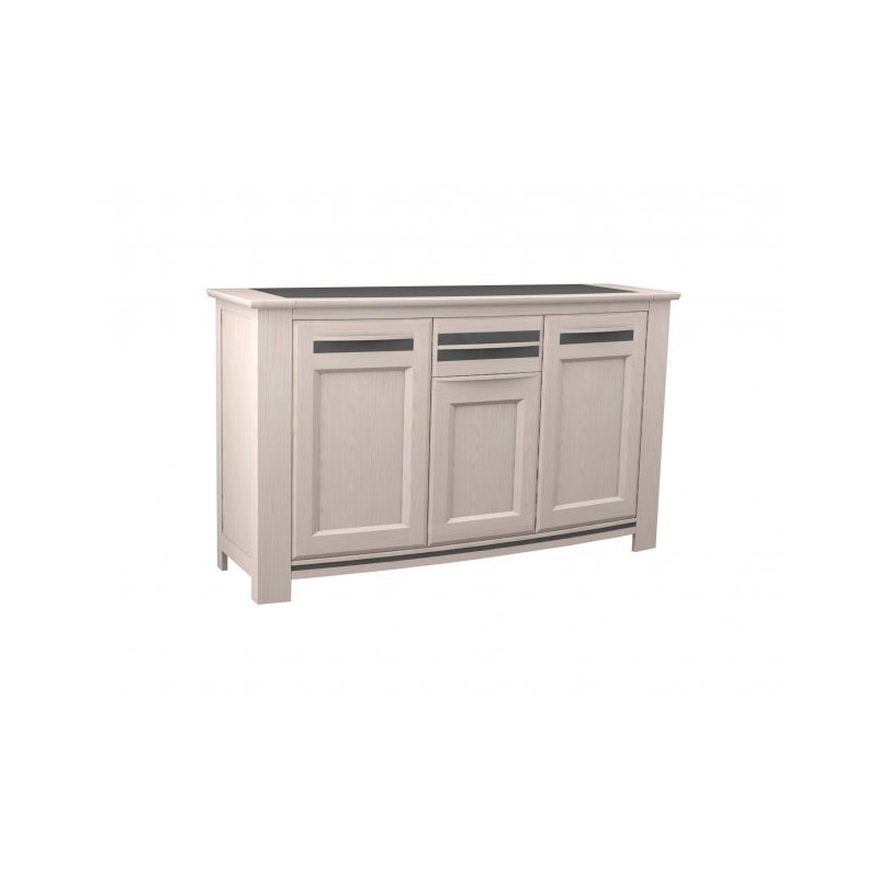 Enfilade 3 portes façade en courbe chêne et incrustation céramique