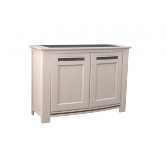 Enfilade 2 portes façade en courbe chêne et incrustation céramique