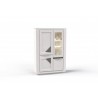 Vitrine 4 portes chêne incrustation HPL dessus courbe Vitrine 4 portes chêne incrustation HPL dessus courbe