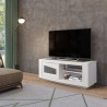 Meuble TV 1 porte façade en chêne et incrustation HPL Meuble TV 1 porte façade en chêne et incrustation HPL