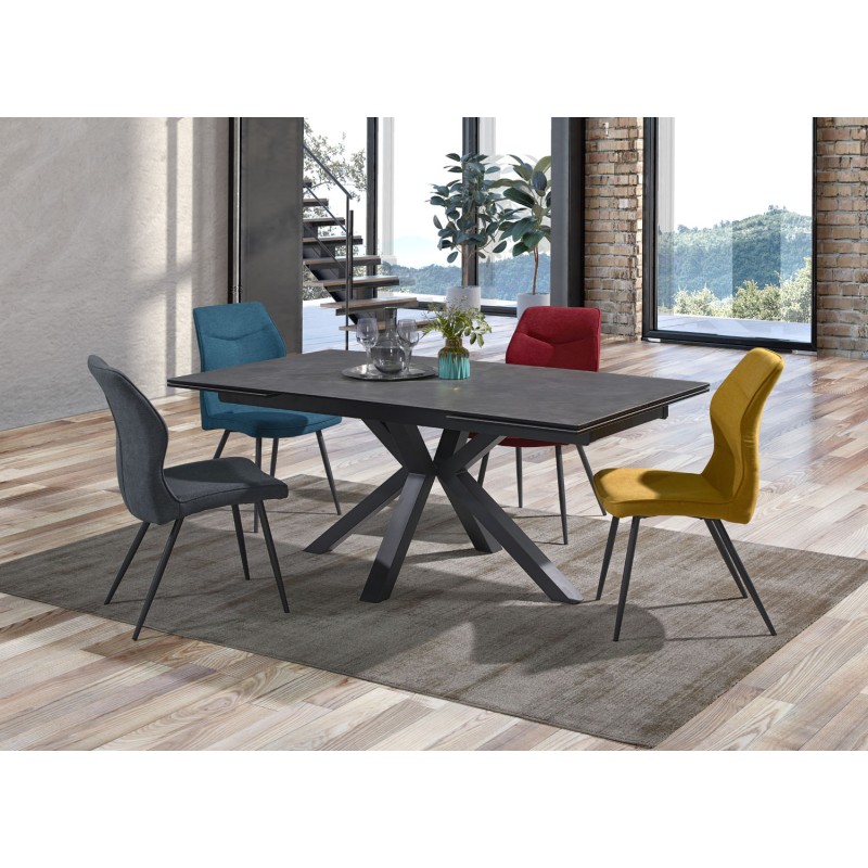 Table céramique rectangle allonges intégrées en bout