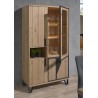 Vitrine chêne et métal 4 portes 1 niche avec éclairage Vitrine chêne et métal 4 portes 1 niche avec éclairage