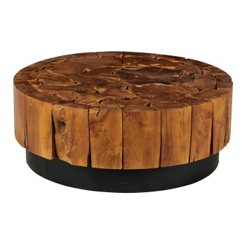 Table basse teck massif ronde
