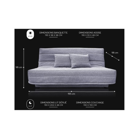 Banquette convertible clic-clac Camille couchage130