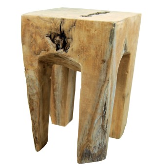Tabouret teck massif 4 pieds