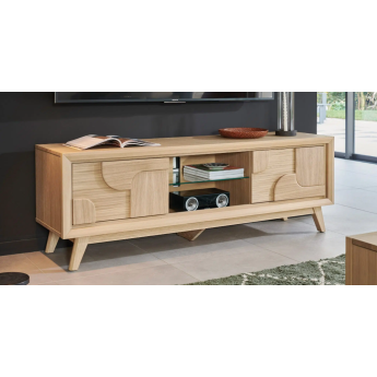 Meuble TV 2 portes chêne