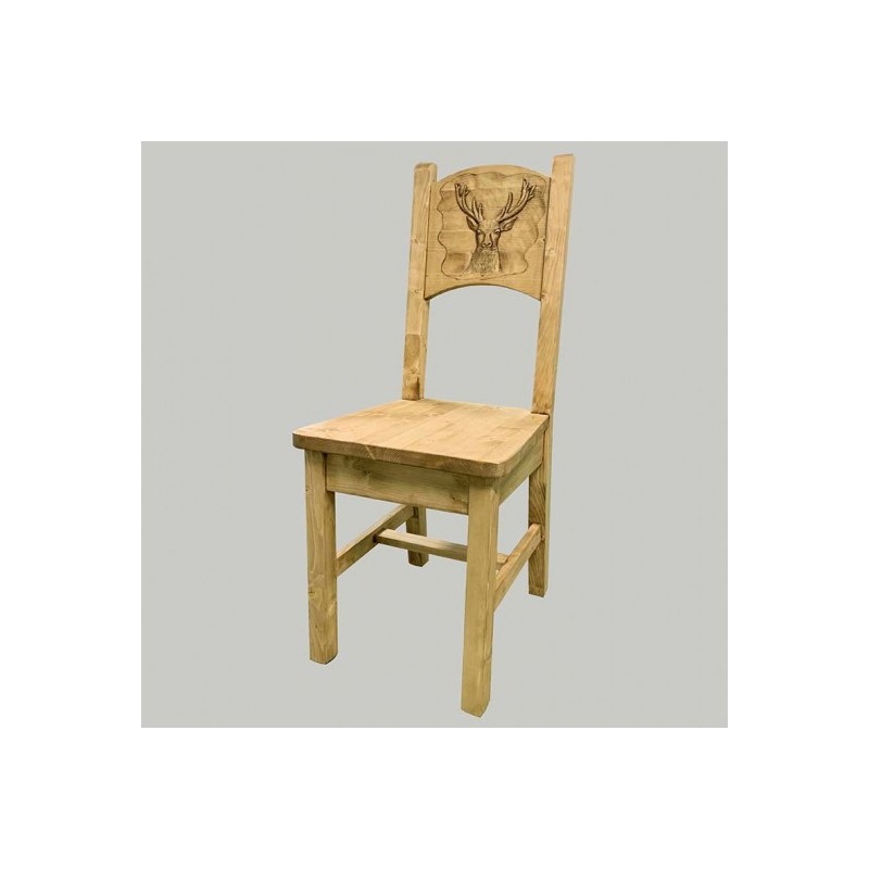 chaise sapin Louis avec sculpture