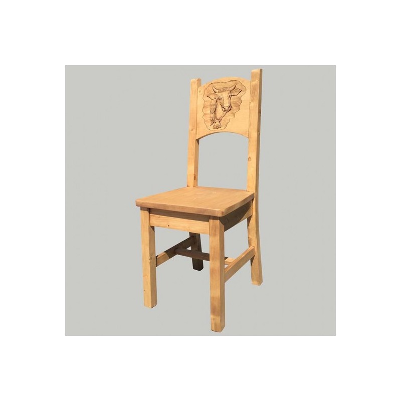 chaise sapin Louis avec sculpture