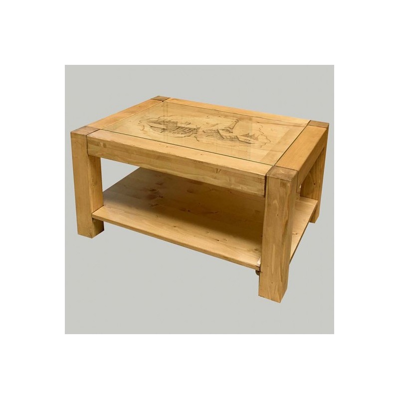 Table basse Sam dessus verre sculpture montagne