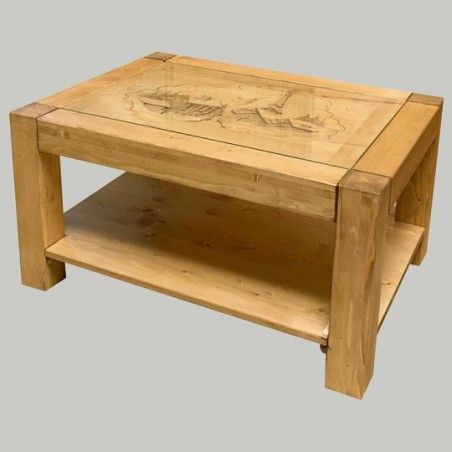 Table basse Sam dessus verre sculpture montagne
