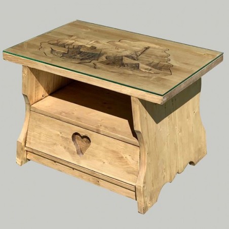 Table basse Ben dessus verre sculpture montagne