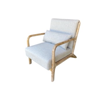 Fauteuil bois naturel tissu...
