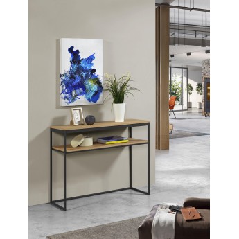 console chêne et métal