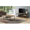 Meuble tv chêne et métal 2 tablettes Meuble tv chêne et métal 2 tablettes