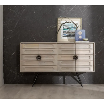 Buffet 4 portes bois blanchi