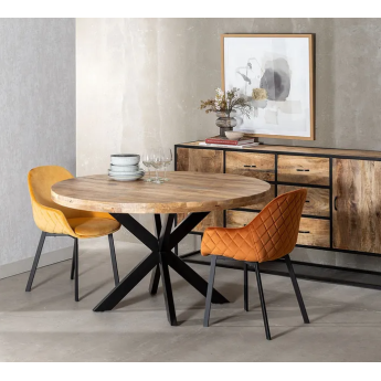 Table ronde pied croix bois...