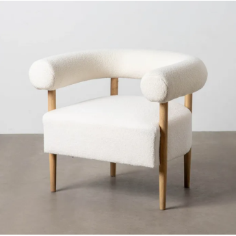 Fauteuil bouclette et bois