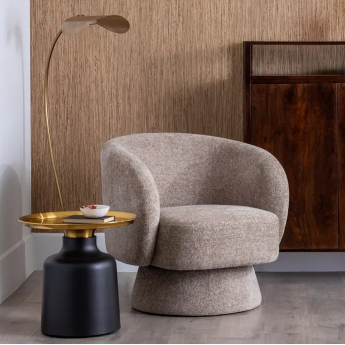 Fauteuil rond tissu beige