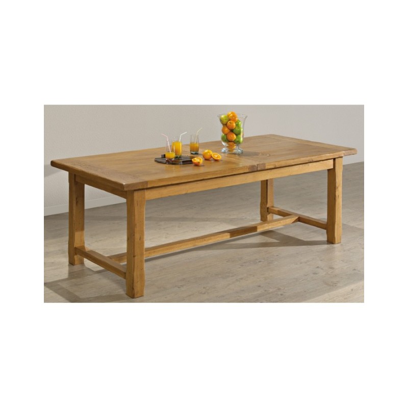 Table de ferme rectangulaire avec entretoises chêne massif
