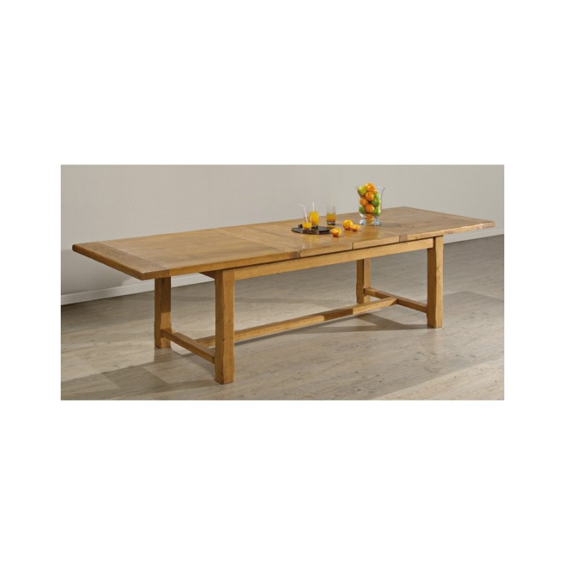 Table de ferme rectangulaire avec entretoises chêne massif