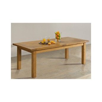 Table de ferme rectangulaire chêne massif allonges intégrées