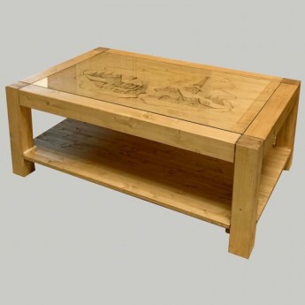 Table basse Sam dessus verre sculpture montagne