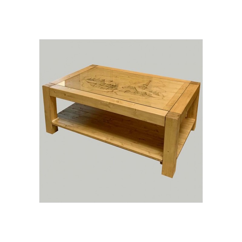 Table basse Sam dessus verre sculpture montagne