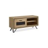 Meuble TV chêne et métal perforé 1 porte 1 niche Meuble TV chêne et métal perforé 1 porte 1 niche